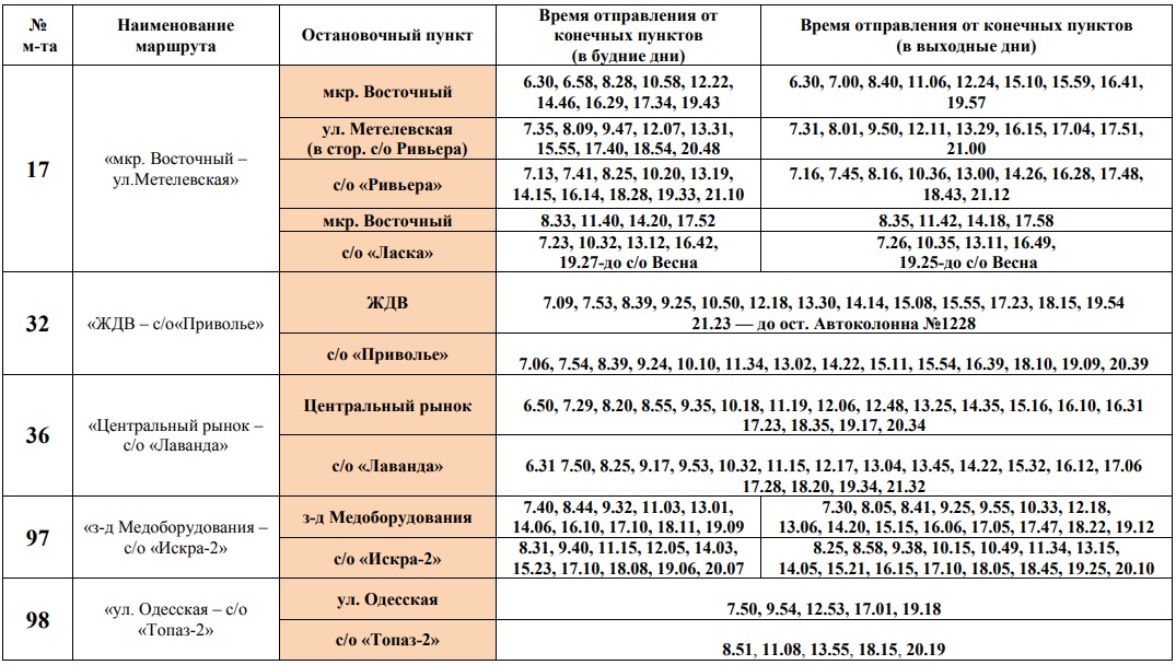 Расписание маршруток каменка